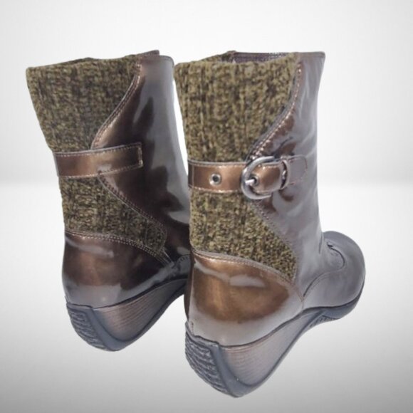 Aquaitalia Miracle Waterproof Front Zipped Boots in Hazelnut Patent Leather - Picture 6 of 16